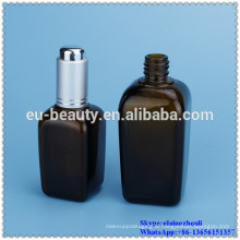 amber square dropper bottle with metal press dropper